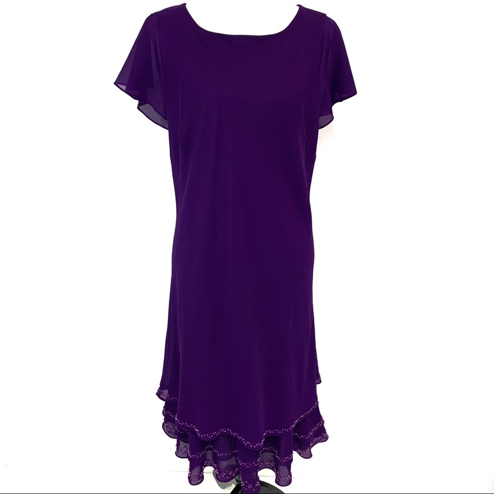 Amanda Smith purple embellished tier slip on dress